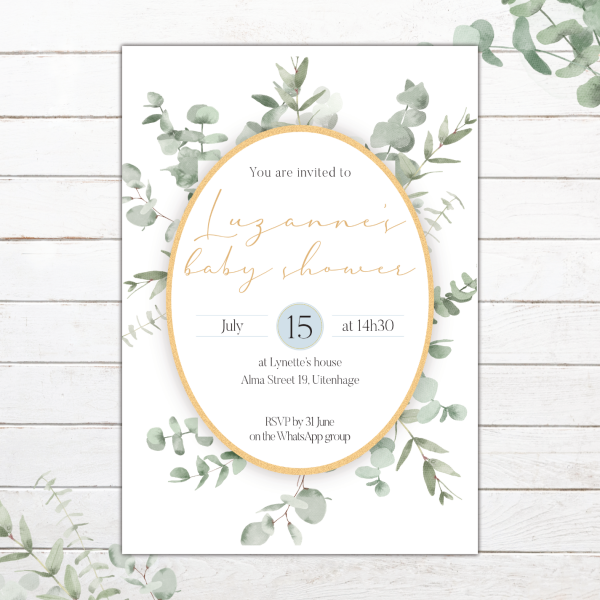 Greenery 1 (Boy) Baby Shower Stationery - Image 3